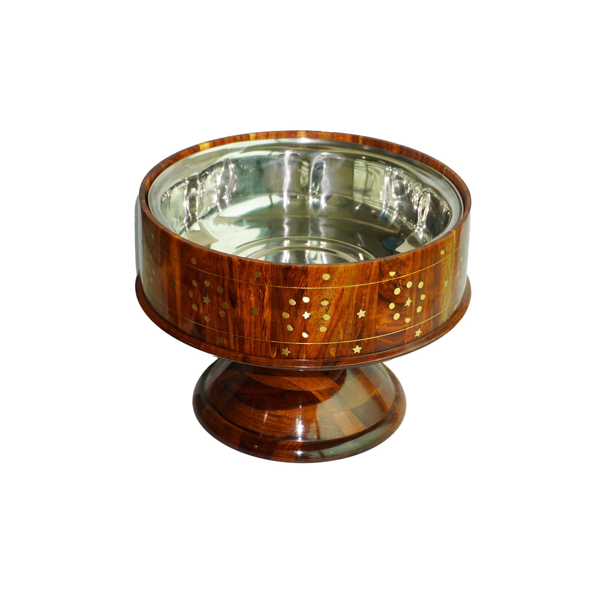 Wooden Hot Pot with stand & Brass work