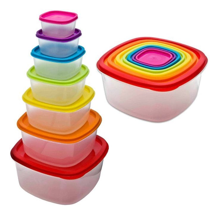Plastic Food Storage Bowl Set With Lid 7 Pcs