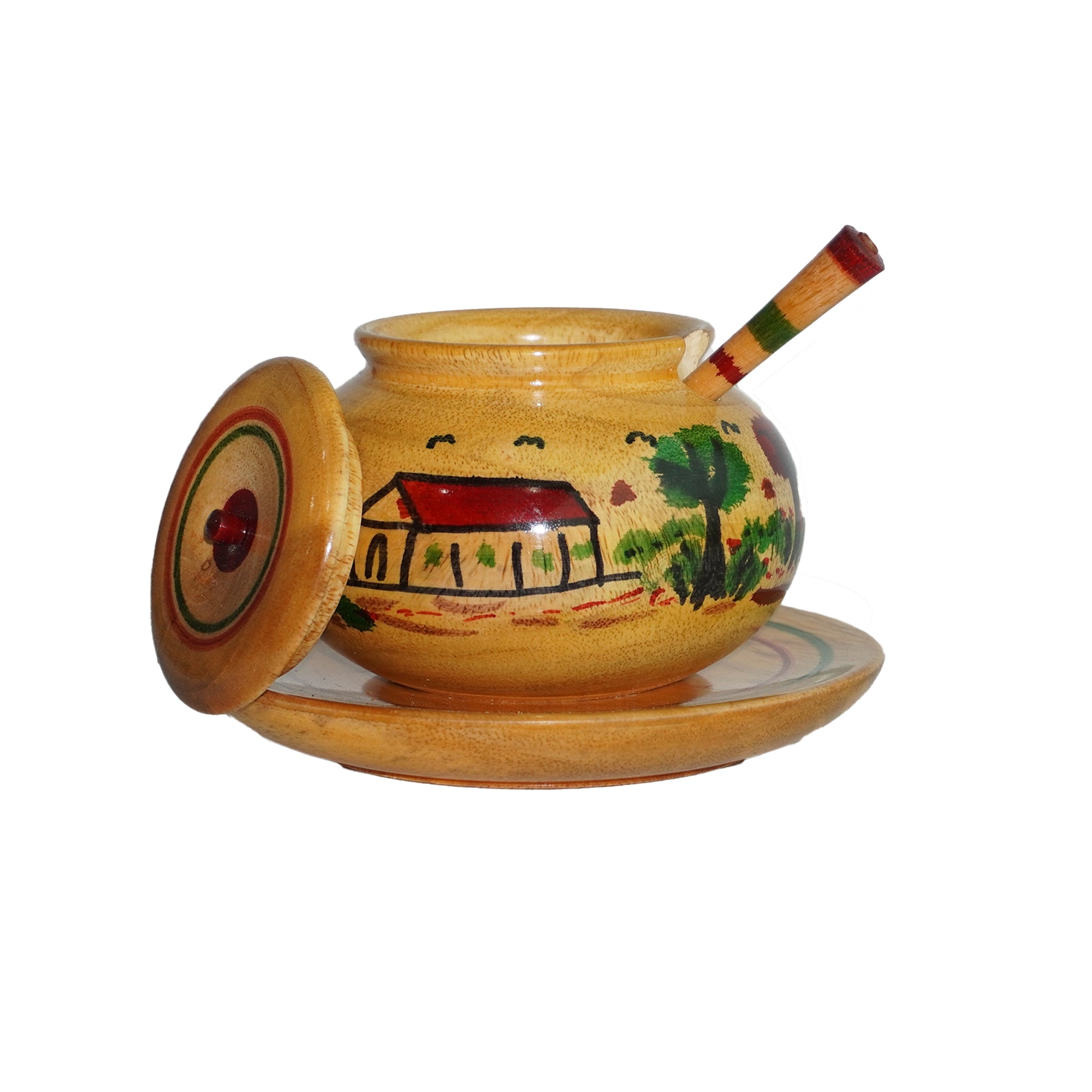 Wooden Sugar Pot - with fix Plate
