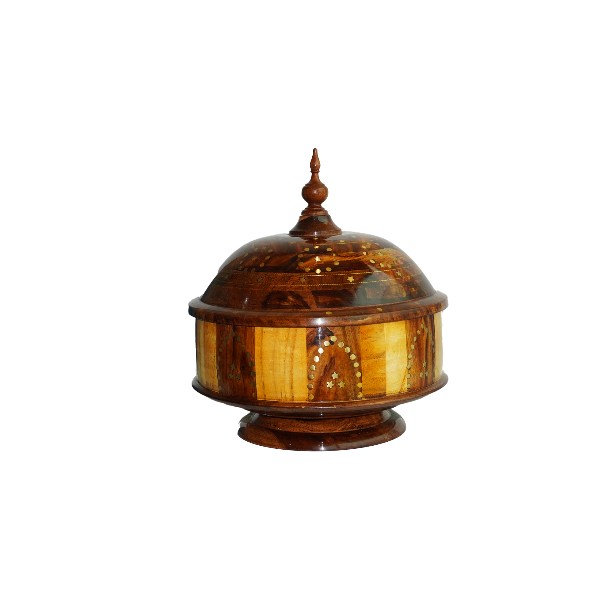 Wooden Hot Pot with Brass work -Two Colour