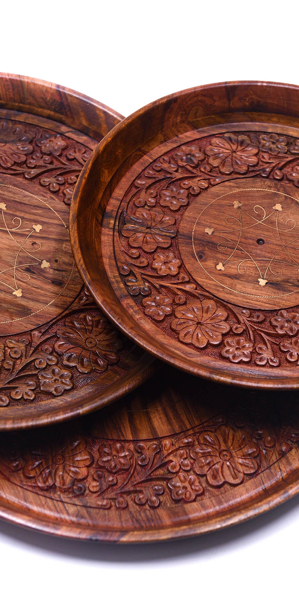 Wooden Round Shape Tray Set